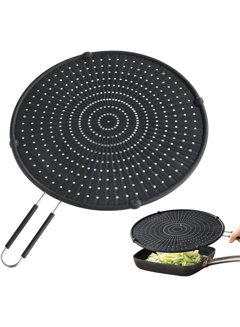Splatter Guards for Frying,  Grease Splatter Guard, Heat-resistant Splatter Screen for Frying Pan, Silicone Splatter Guard for Everyday Cooking, Dishwasher Safe (Black) ﻿ - Image 1